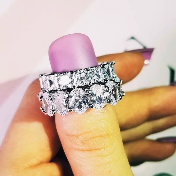 Luxury Screw Band CZ Diamant Ring 925 Silver Gold - Picture 15 of 16